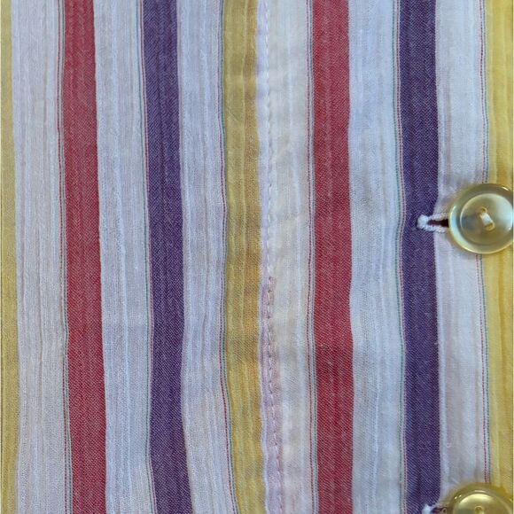 Vintage vertical striped button down midi dress sleeveless collar - Picture 4 of 5